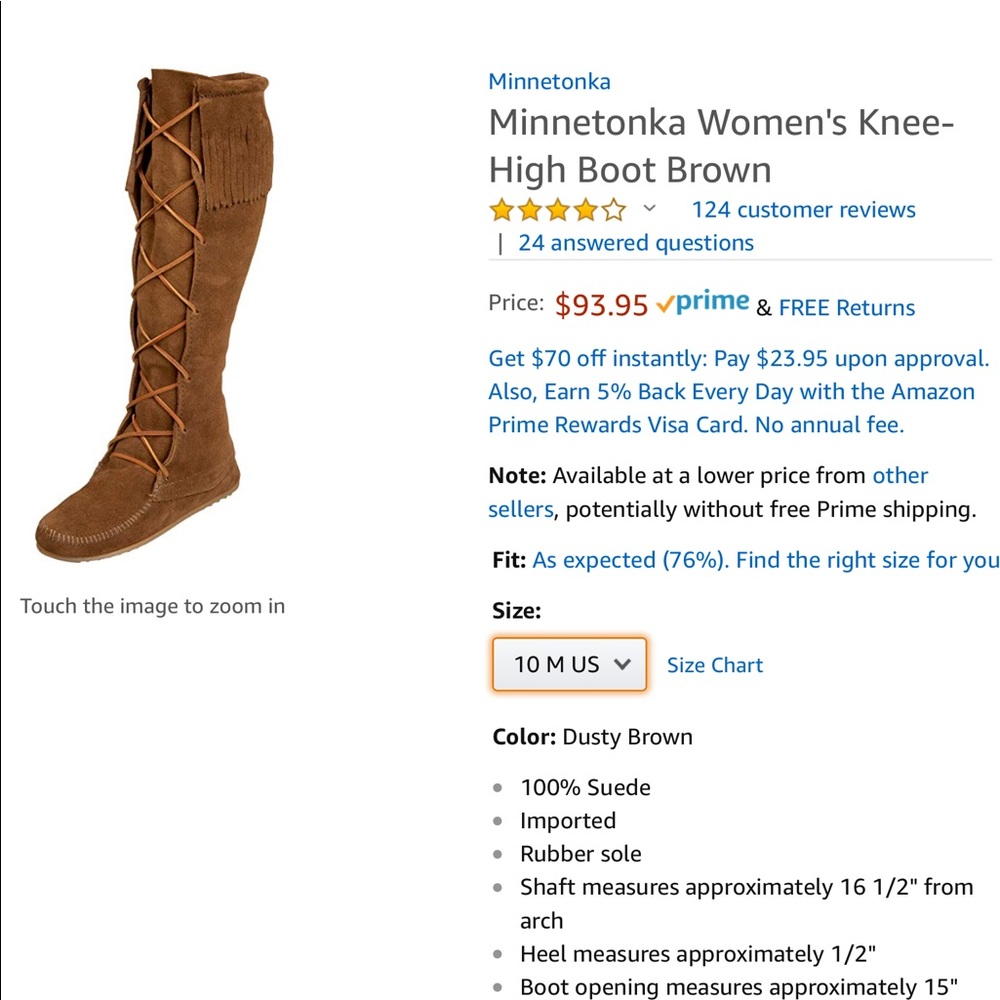 Size 10 Women’s knee high Minnetonka boots